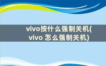 vivo按什么强制关机(vivo 怎么强制关机)